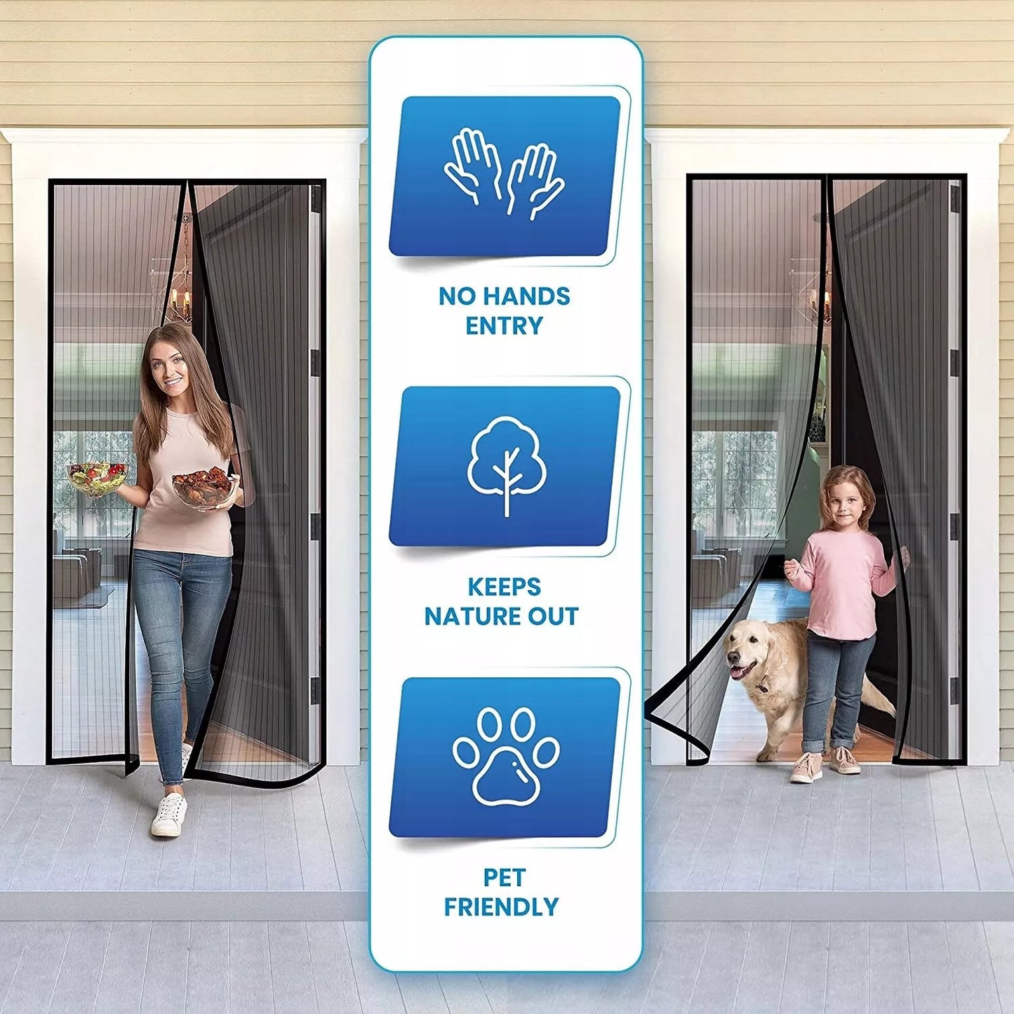 Magnetic Mesh Screen Door – Hands-Free Insect Barrier with Auto-Close
